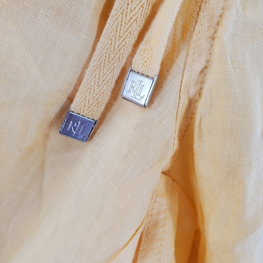 Ralph Lauren Linen 7” Shorts Womens 14 (33-35x7) Yellow Pull On Drawstring - Picture 5 of 8